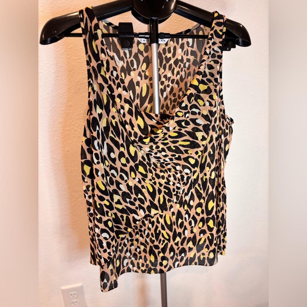 Trina Turk Women’s Cheetah Print Silk Top | Size M